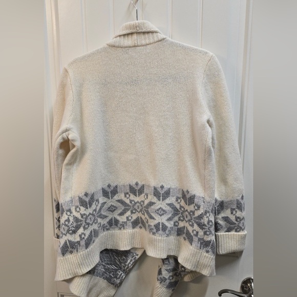 Lauren Ralph Lauren Wool Blend Snowflake Fair Isle Open Front Cardigan Size L - Picture 3 of 5